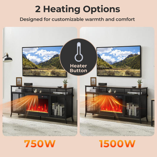 18 Inch Electric Fireplace Insert Fireplace Heater with Overheat Protection W2B