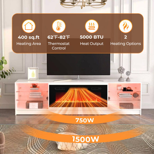 36 Inches Electric Fireplace Heater Recessed with LED Strip Lights and Remote Control W2B