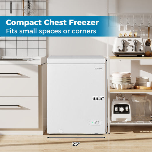141 L/5 Cu.Ft Compact Chest Freezer with 7-Gear Adjustable Temperature-White W2B