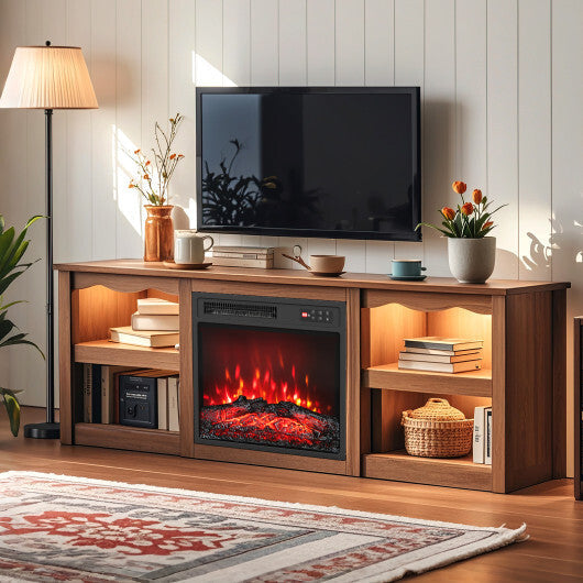 18 Inch Electric Fireplace Insert with Remote Control and 7 Realistic Flame Colors W2B