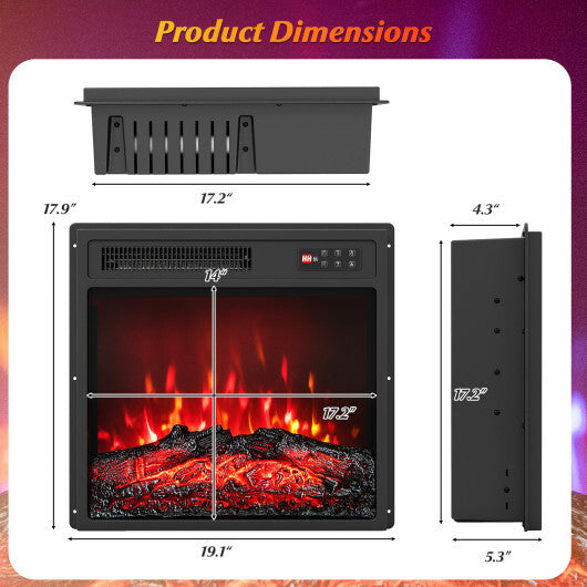18 Inch Electric Fireplace Insert with Remote Control and 7 Realistic Flame Colors W2B