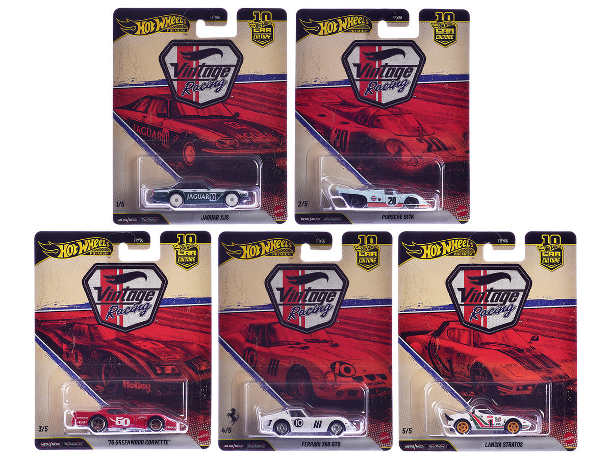 "Vintage Racing" 5 piece Set "Car Culture" 2026 Series T Diecast Model Cars by Hot Wheels Hotwheels