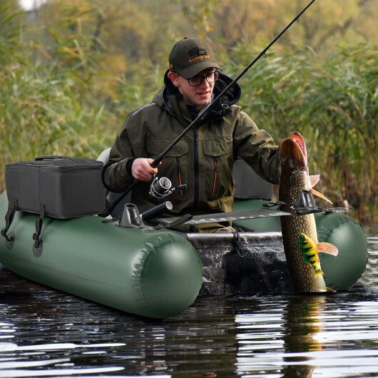 Inflatable Fishing Float Tube for Angling with Fish Ruler and Angling Base W2B
