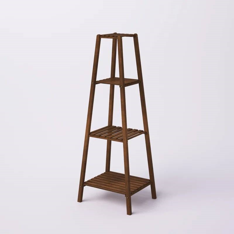 Modern Boho Wooden 4-Shelf Pyramidal Plant Stand FastFurnishings