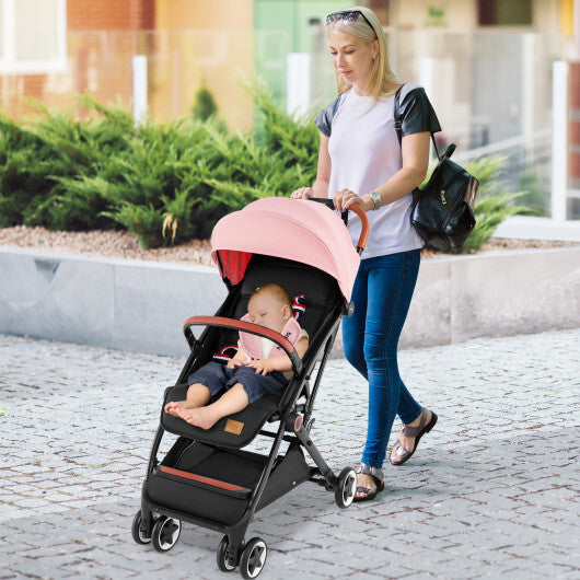 Versatile Travel Stroller with Safety Harness Smooth Suspension & Large Storage W2B