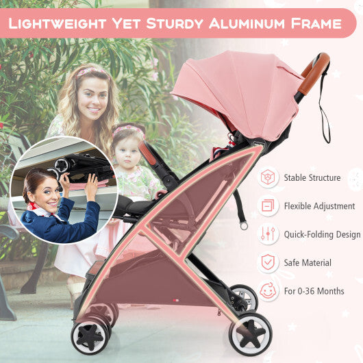 Versatile Travel Stroller with Safety Harness Smooth Suspension & Large Storage W2B