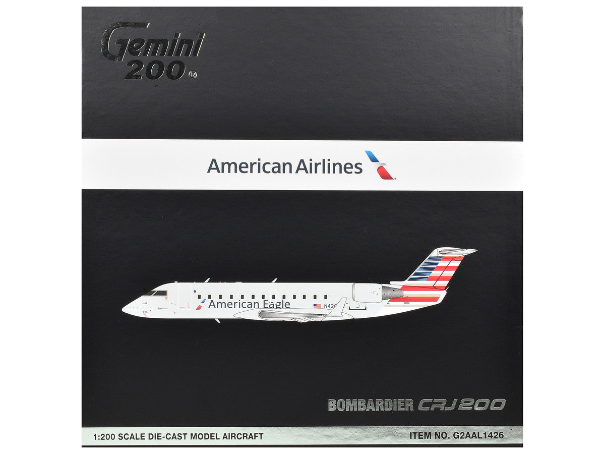 Bombardier CRJ200 Commercial Aircraft "American Eagle" (N420AW) Gray with Striped Tail "Gemini 200" Series 1/200 Diecast Model Airplane by GeminiJets GeminiJets