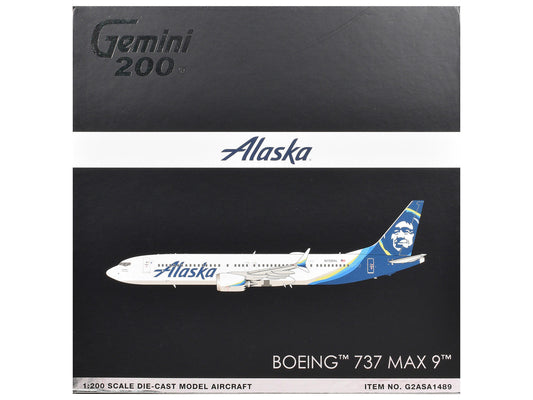 Boeing 737 MAX 9 Commercial Aircraft "Alaska Airlines" (N708AL) White with Blue Tail "Gemini 200" Series 1/200 Diecast Model Airplane by GeminiJets GeminiJets
