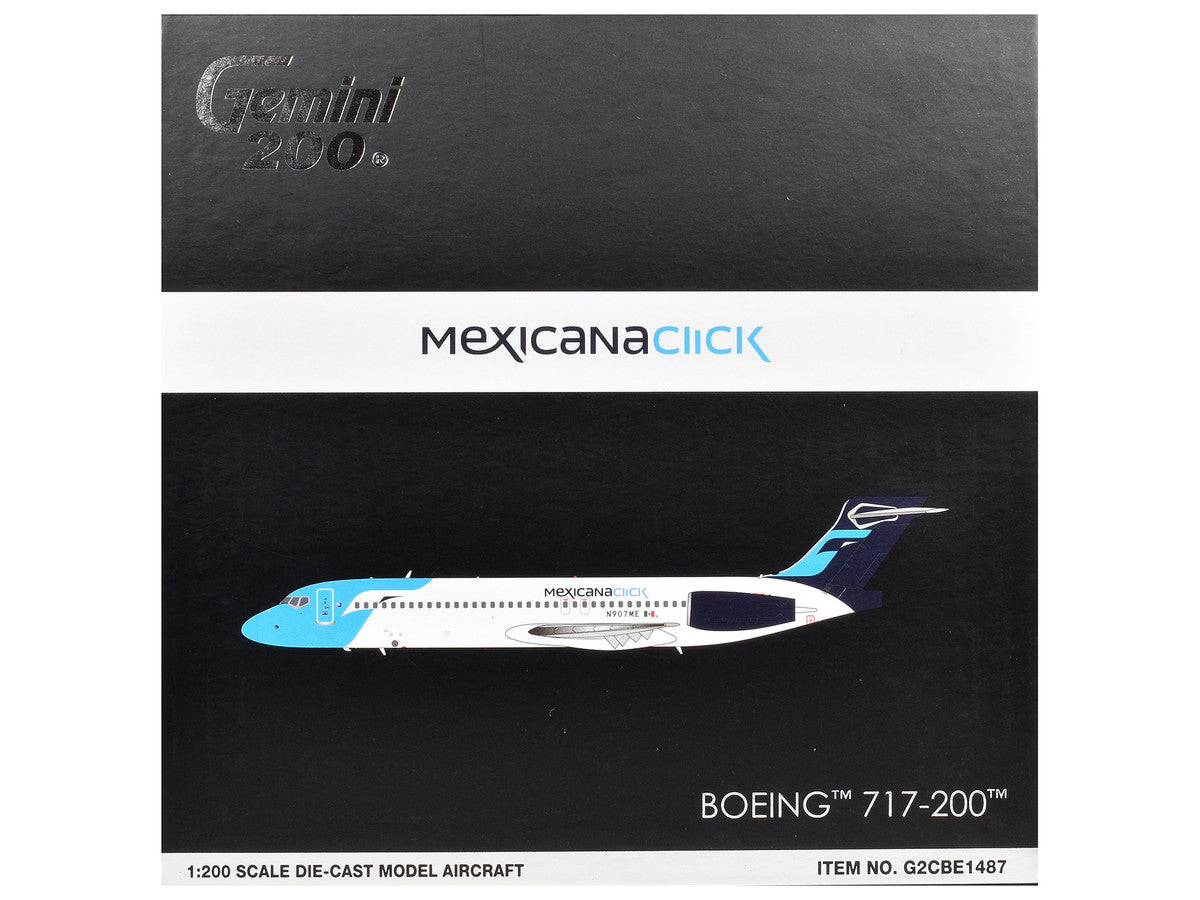 Boeing 717-200 Commercial Aircraft "Mexicana Click" (N907ME) White with Light Blue Nose and Dark Blue Tail "Gemini 200" Series 1/200 Diecast Model Airplane by GeminiJets GeminiJets