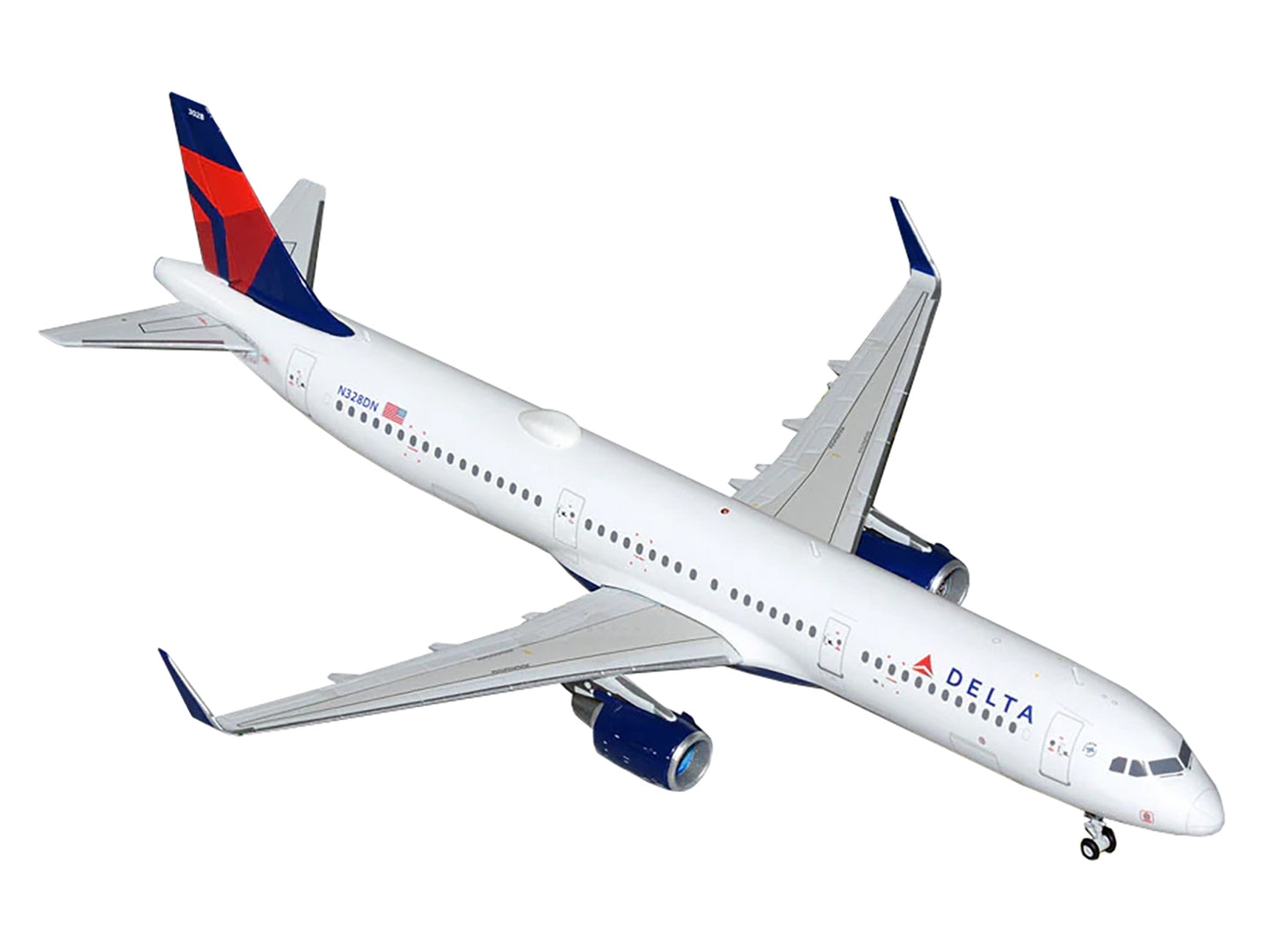 Airbus A321 Commercial Aircraft "Delta Air Lines" (N328DN) White with Blue and Red Tail "Gemini 200" Series 1/200 Diecast Model Airplane by GeminiJets