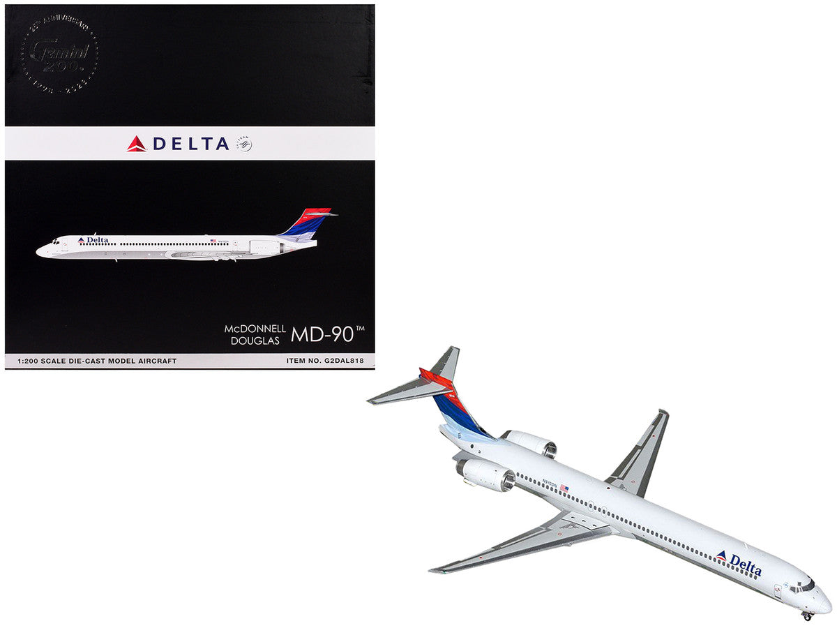 McDonnell Douglas MD-90 Commercial Aircraft "Delta Air Lines" (N910DN) White with Blue and Red Tail "Gemini 200" Series 1/200 Diecast Model Airplane by GeminiJets GeminiJets
