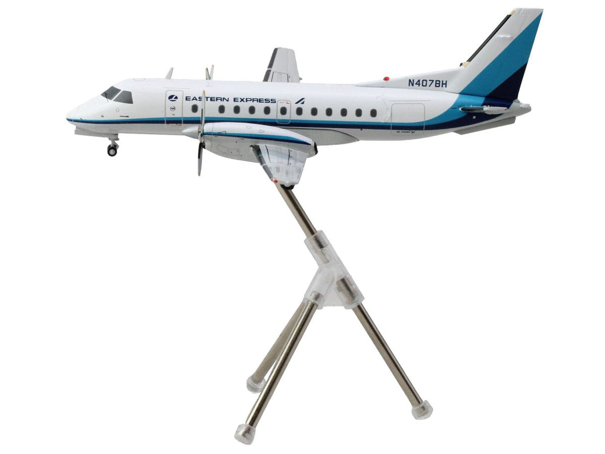 Saab 340A Commercial Aircraft "Eastern Express/Bar Harbor" (N407BH) White with Blue Stripes "Gemini 200" Series 1/200 Diecast Model Airplane by GeminiJets GeminiJets