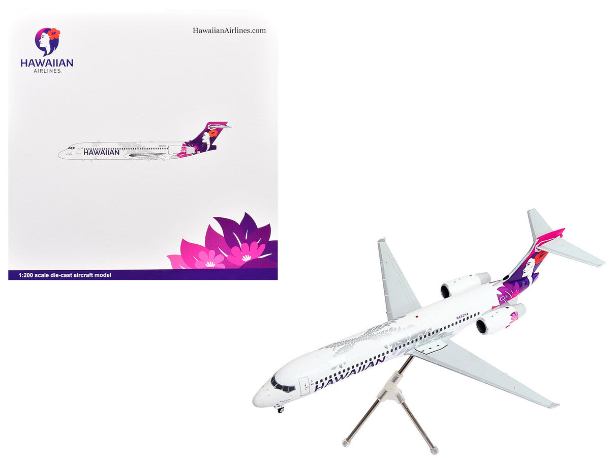 Boeing 717-200 Commercial Aircraft "Hawaiian Airlines" (N492HA) White with Purple Tail Graphics "Gemini 200" Series 1/200 Diecast Model Airplane by GeminiJets-4