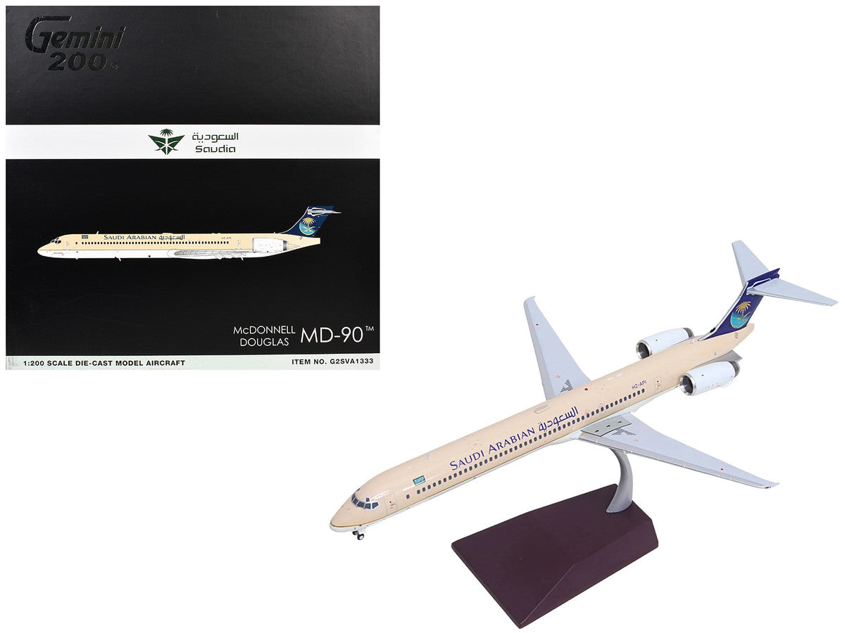McDonnell Douglas MD-90 Commercial Aircraft "Saudia Airlines" (HZ-API) Beige with Blue Tail "Gemini 200" Series 1/200 Diecast Model by GeminiJets GeminiJets