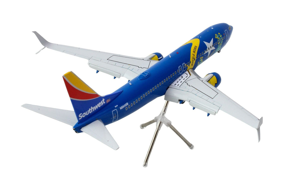 Boeing 737-800 Commercial Aircraft with Flaps Down "Southwest Airlines - Nevada One" (N8646B) Blue with Tail Stripes "Gemini 200" Series 1/200 Diecast Model Airplane by GeminiJets GeminiJets