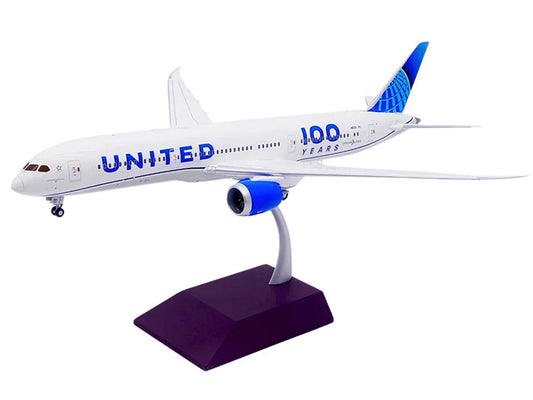 Boeing 787-9 Commercial Aircraft "United Airlines 100 Years" (N61101) White with Graphics and Blue Tail "Gemini 200" Series 1/200 Diecast Model by GeminiJets-1