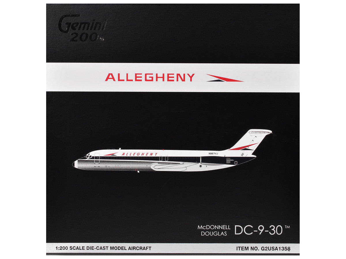 McDonnell Douglas DC-9-30 Commercial Aircraft "Allegheny Airlines" (N967VJ) White with Blue Stripes "Gemini 200" Series 1/200 Diecast Model Airplane by GeminiJets-2