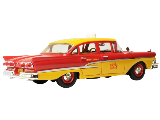 1958 Ford Custom 300 Taxi Cab "Kind Taxi Co." Red and Yellow with Yellow Interior Limited Edition to 200 pieces Worldwide 1/43 Model Car by Goldvarg Collection Goldvarg Collection