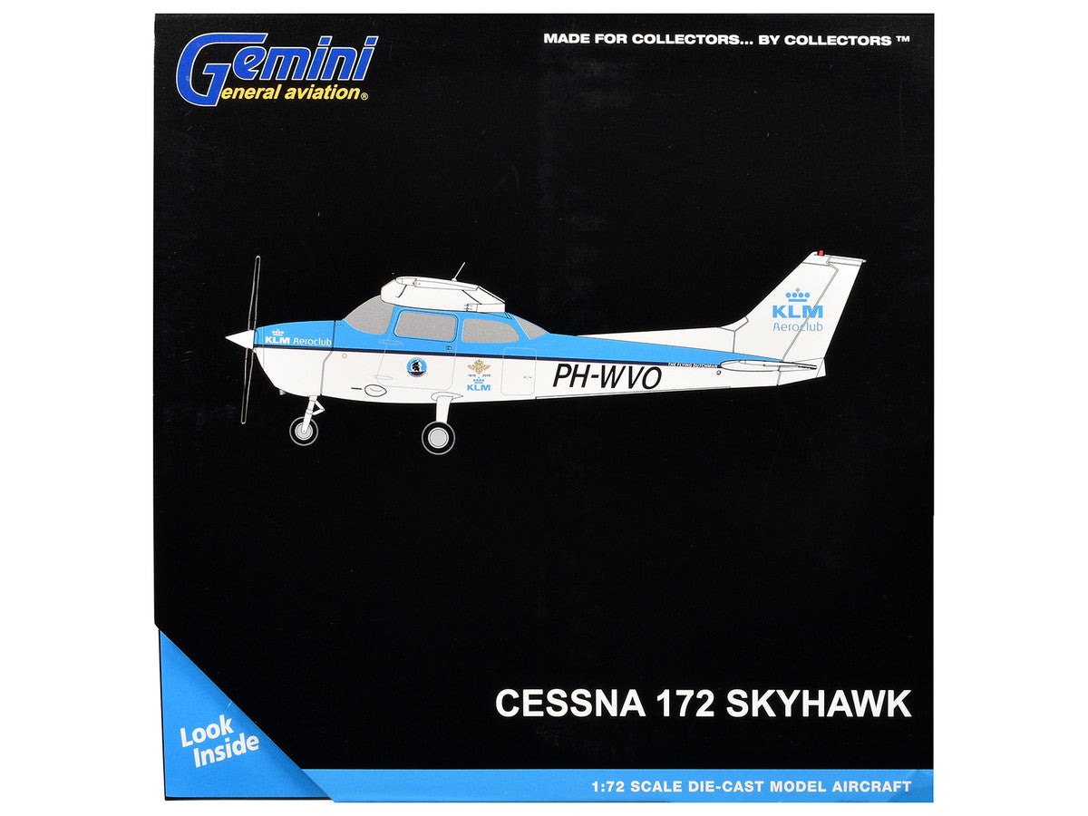 Cessna 172 Skyhawk Aircraft "KLM Aeroclub" (PH-WVO) Light Blue and White "Gemini General Aviation" Series 1/72 Diecast Model Airplane by GeminiJets GeminiJets