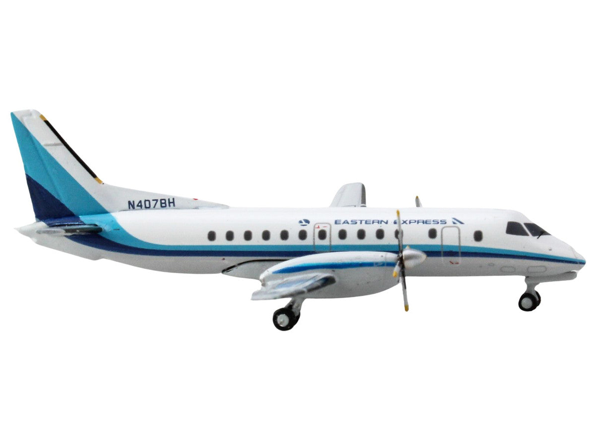 Saab 340B Commercial Aircraft "Eastern Express" (N407BH) White with Blue Stripes 1/400 Diecast Model Airplane by GeminiJets GeminiJets
