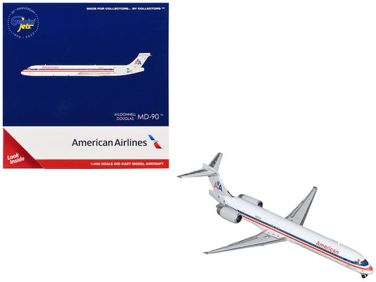 McDonnell Douglas MD-90 Commercial Aircraft "American Airlines" (N904RA) White with Blue and Red Stripes 1/400 Diecast Model Airplane by GeminiJets GeminiJets