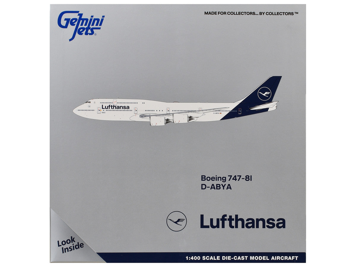 Boeing 747-8I Commercial Aircraft "Lufthansa" (D-ABYA) White with Dark Blue Tail 1/400 Diecast Model GeminiJets GeminiJets