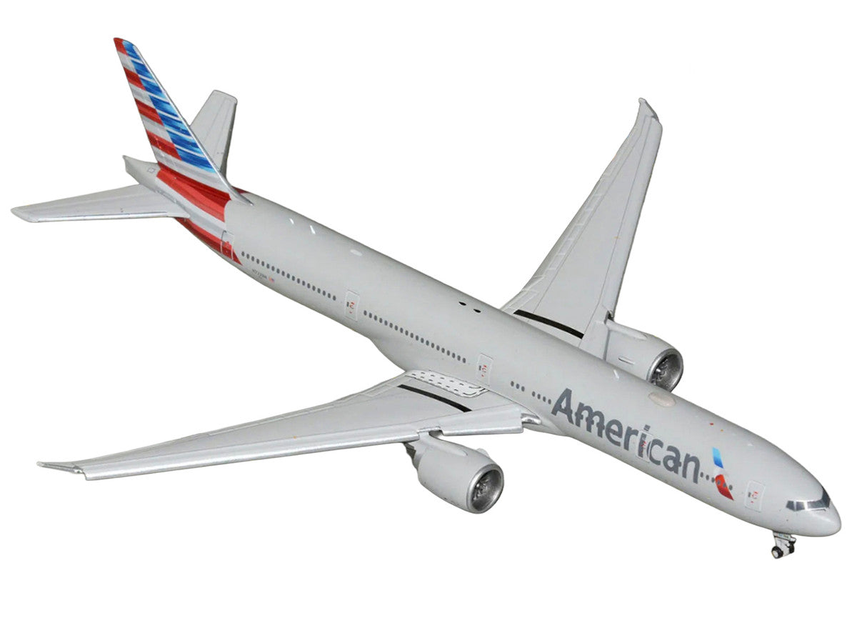 Boeing 777-300ER Commercial Aircraft with Flaps Down "American Airlines" (N722AN) Gray with Striped Tail 1/400 Diecast Model by GeminiJets GeminiJets