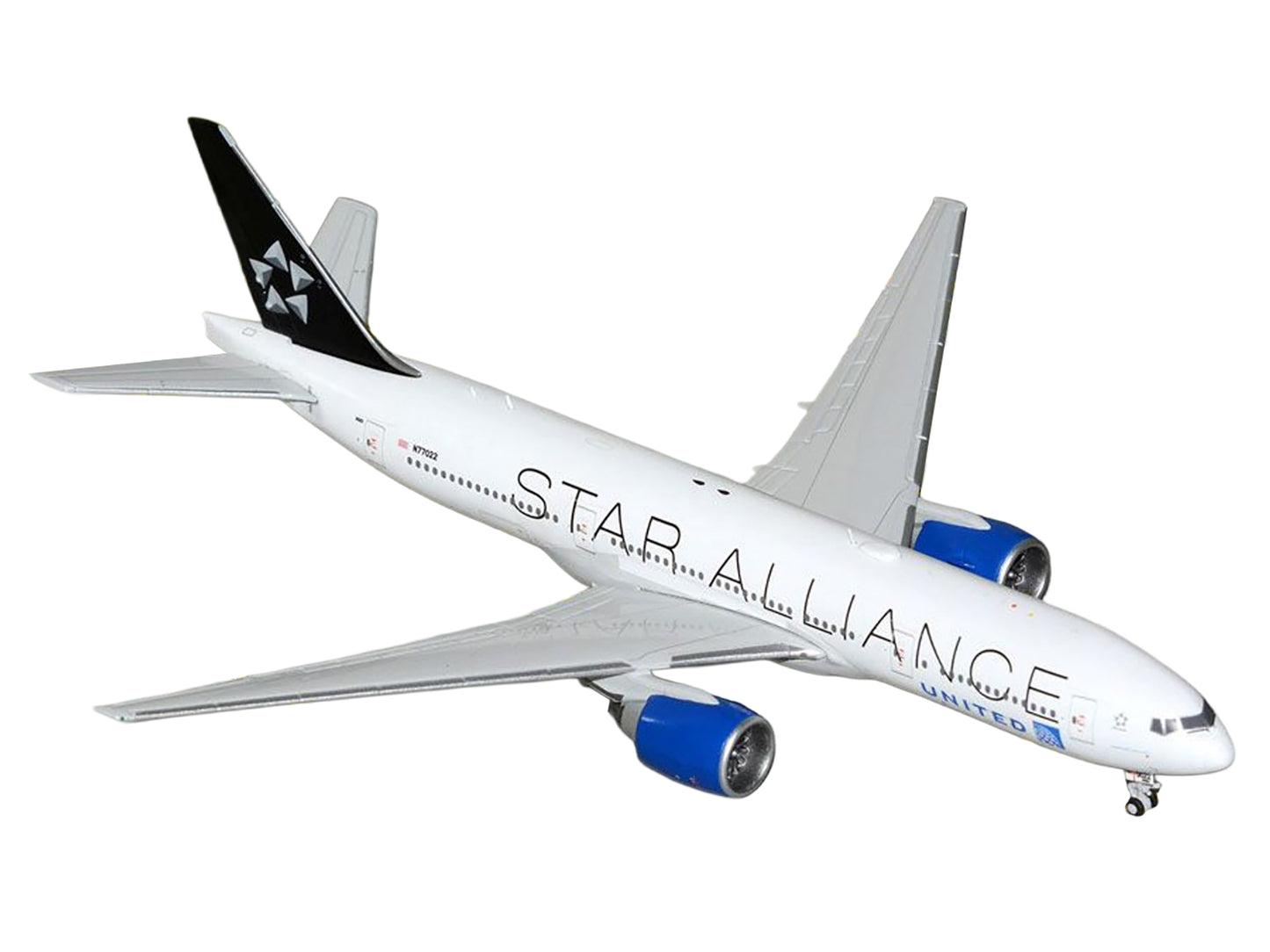 Boeing 777-200ER Commercial Aircraft "United Airlines Star Alliance" (N77022) White with Black Tail 1/400 Diecast Model Airplane by GeminiJets