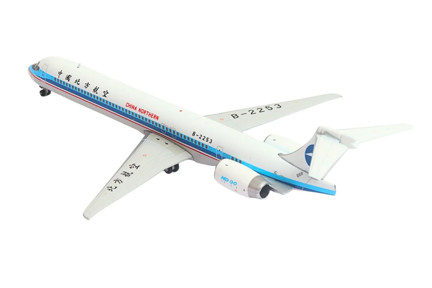 McDonnell Douglas MD-90 Commercial Aircraft "China Northern Airlines" (B-2253) White with Blue Stripes 1/400 Diecast Model Airplane by GeminiJets