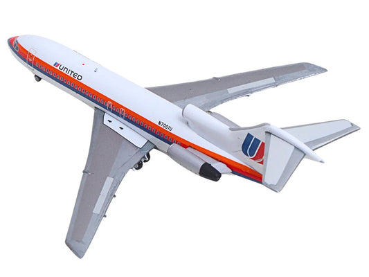 Boeing 727-100 Commercial Aircraft "United Airlines - Saul Bass Livery" (N7001U) White with Stripes 1/400 Diecast Model by GeminiJets GeminiJets