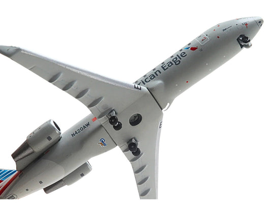 Bombardier CRJ200 Commercial Aircraft "American Eagle - Air Wisconsin" (N420AW) Gray with Red and Blue Tail 1/400 Diecast Model Airplane by GeminiJets-1