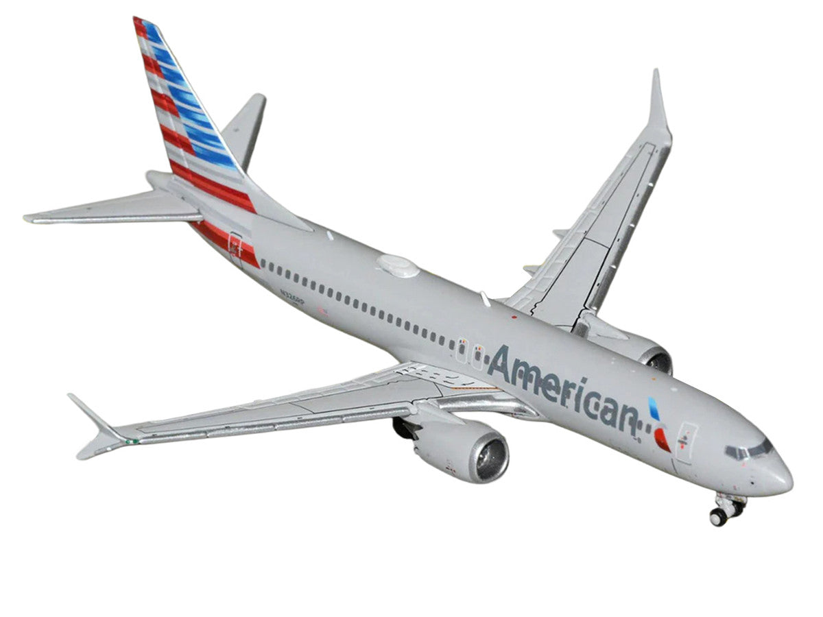 Boeing 737 MAX 8 Commercial Aircraft "American Airlines" (N326RP) Gray with Striped Tail Series 1/400 Diecast Model by GeminiJets GeminiJets