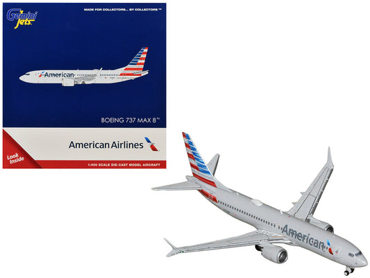 Boeing 737 MAX 8 Commercial Aircraft "American Airlines" (N326RP) Gray with Striped Tail Series 1/400 Diecast Model by GeminiJets GeminiJets