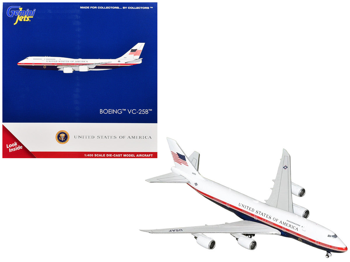 Boeing VC-25B Transport Aircraft "Air Force One - United States of America" (31000) White and Blue with Red Stripes 1/400 Diecast Model Airplane by GeminiJets GeminiJets