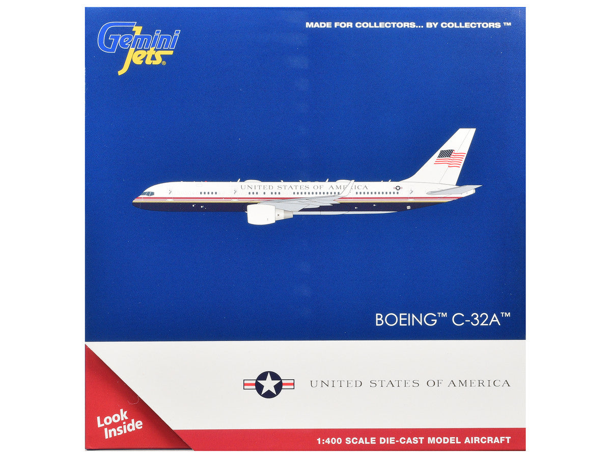 Boeing C-32A Transport Aircraft "Air Force Two - United States of America" (99-0003) White and Blue with Red Stripes 1/400 Diecast Model Airplane by GeminiJets GeminiJets