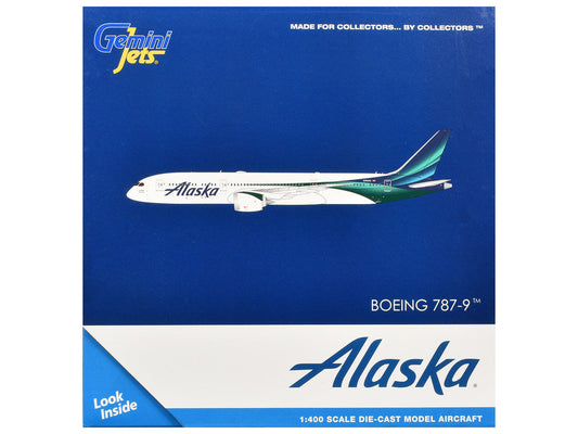 Boeing 787-9 Commercial Aircraft "Alaska Airlines" (N784HA) White with Blue and Green Tail 1/400 Diecast Model by GeminiJets GeminiJets