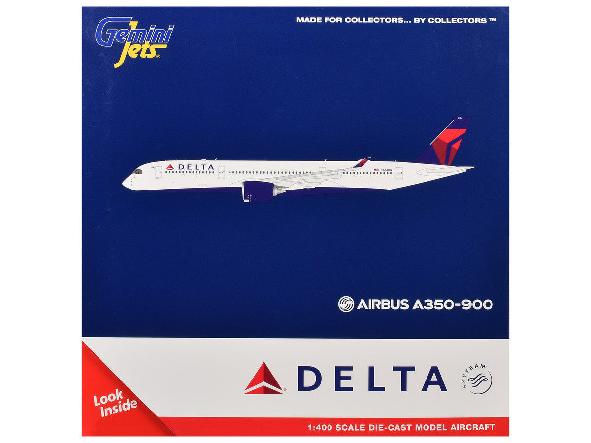 Airbus A350-900 Commercial Aircraft "Delta Air Lines" (N504DN) White with Blue and Red Tail 1/400 Diecast Model Airplane by GeminiJets GeminiJets