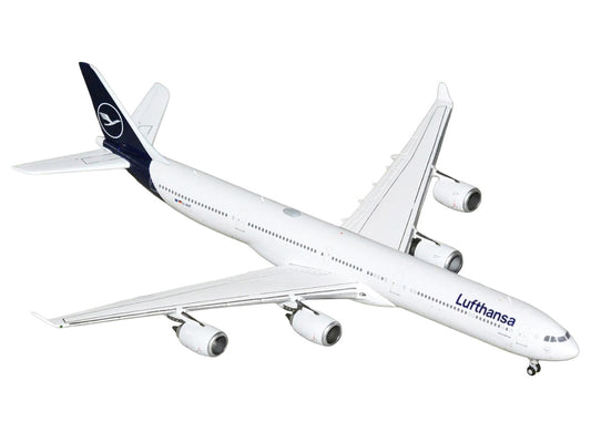 Airbus A340-600 Commercial Aircraft "Lufthansa" (D-AIHF) White with Dark Blue Tail 1/400 Diecast Model Airplane by GeminiJets-1