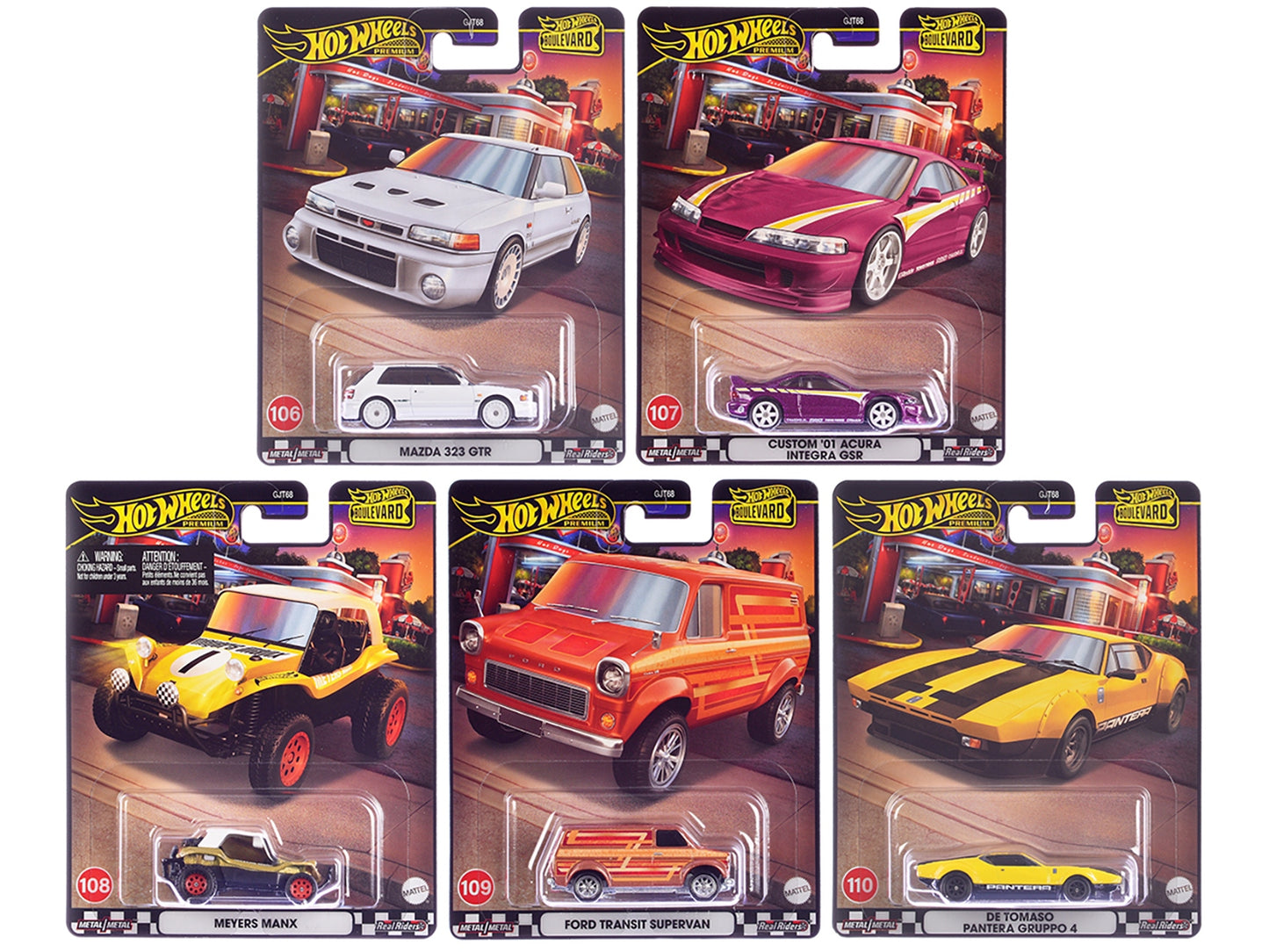 "Boulevard 106-110" 5 piece Set "Premium" 2024 Series Diecast Model Cars by Hot Wheels