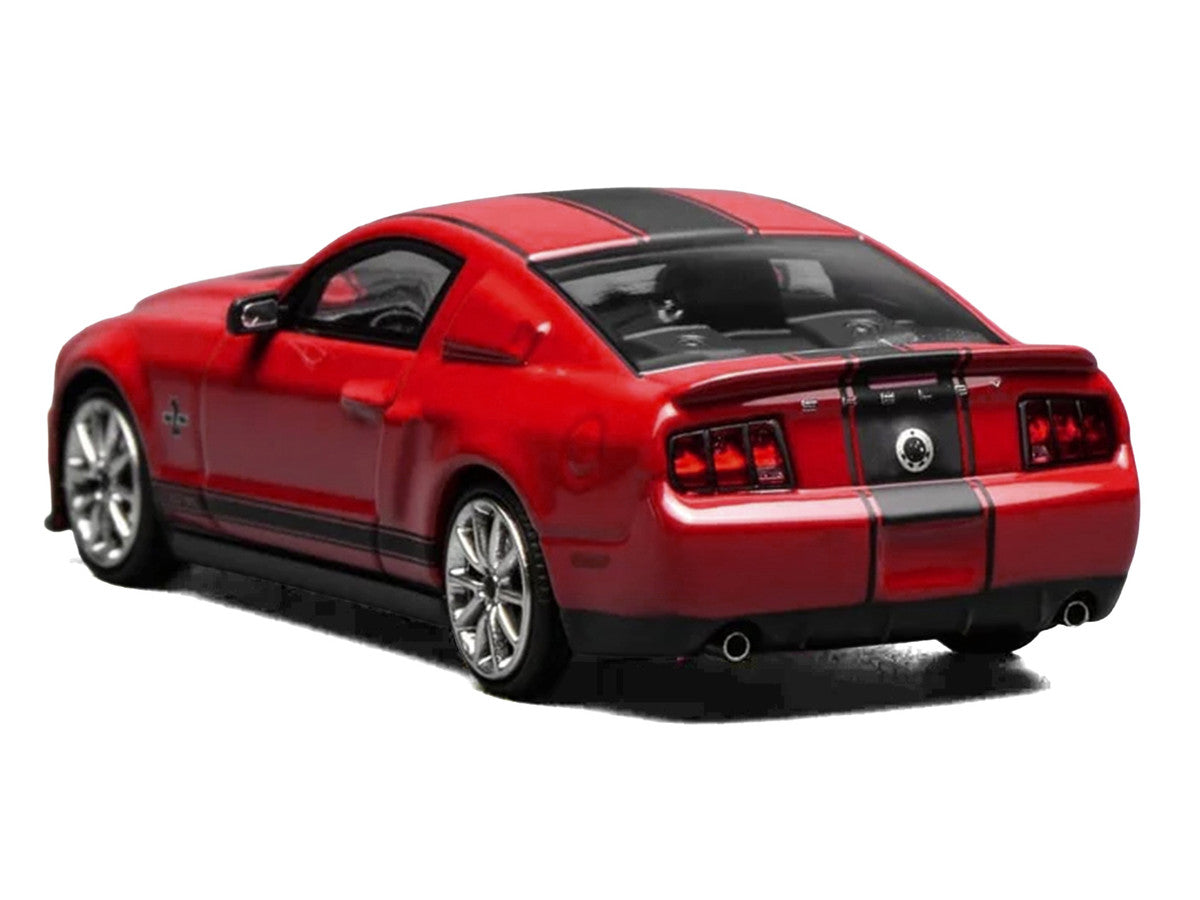 2007 Ford Mustang Shelby GT500 Super Snake Torch Red with Matt Black Stripes 1/64 Diecast Model Car by MotorHelix & Greenlight Motorhelix