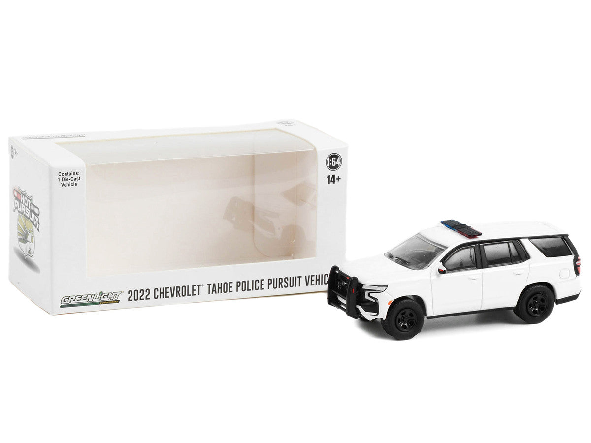 2022 Chevrolet Tahoe Police Pursuit Vehicle (PPV) White with Light Bar "Hot Pursuit" "Hobby Exclusive" Series 1/64 Diecast Model Car by Greenlight Greenlight