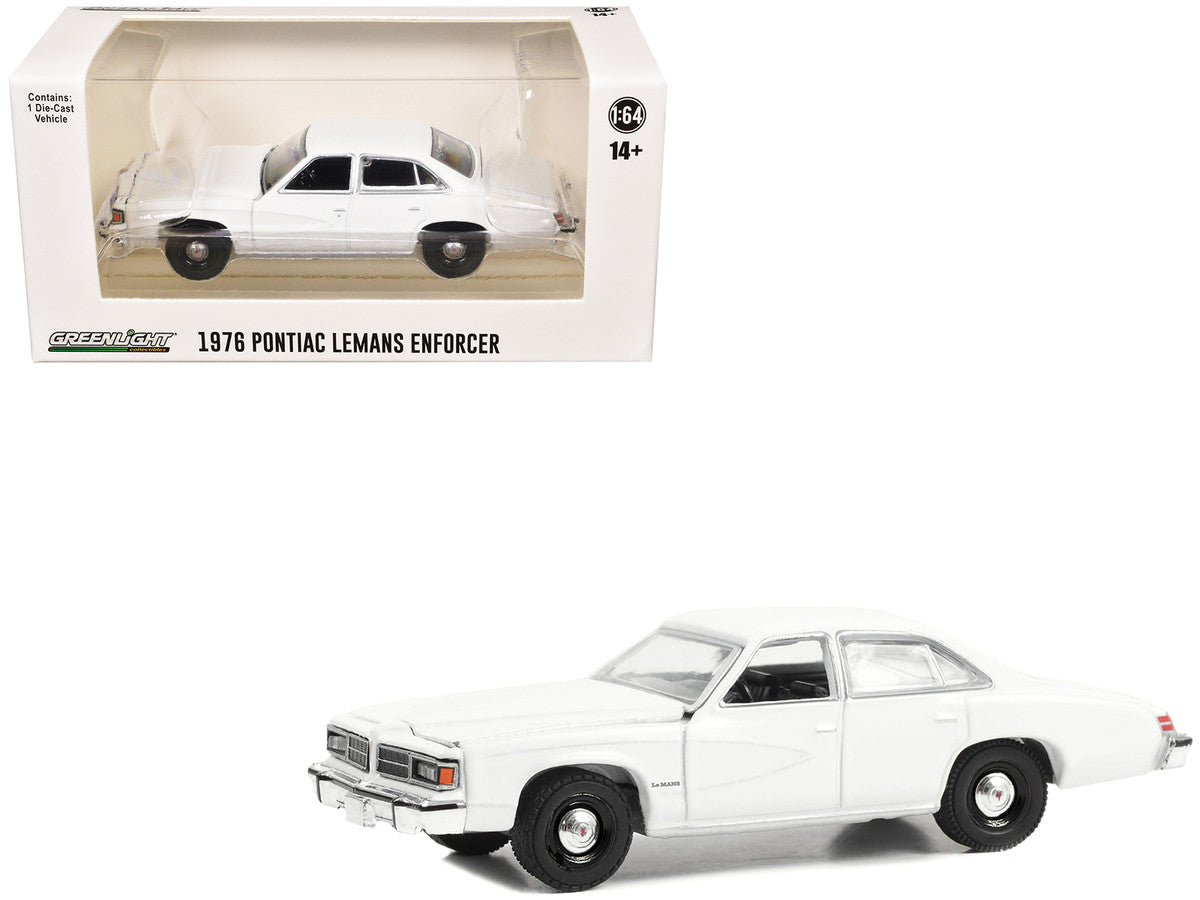 1976-77 Pontiac LeMans Enforcer White "Hot Pursuit - Hobby Exclusive" Series 1/64 Diecast Model Car by Greenlight Greenlight
