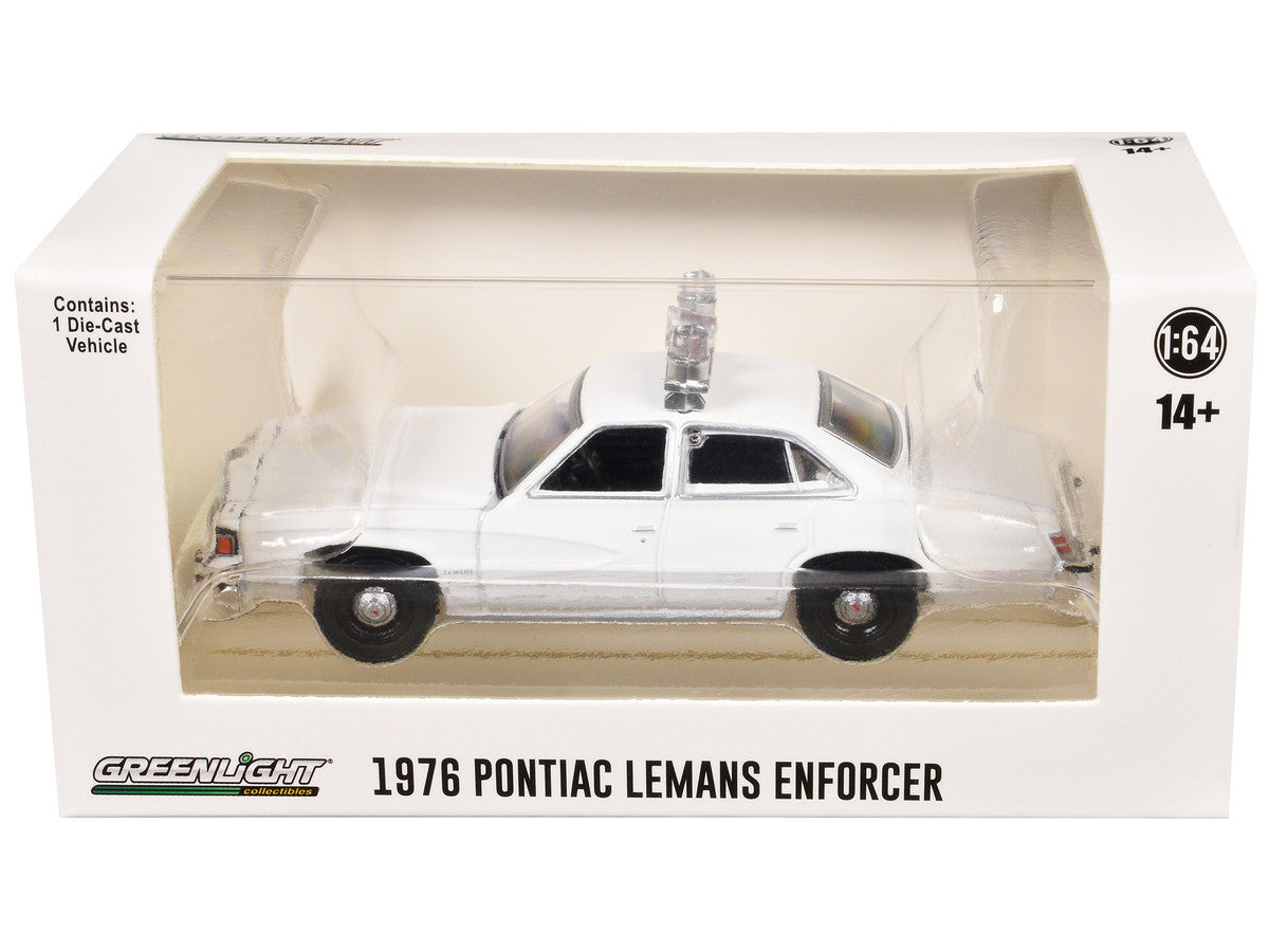 1976-77 Pontiac LeMans Enforcer White with Light Bar "Hot Pursuit - Hobby Exclusive" Series 1/64 Diecast Model Car by Greenlight Greenlight