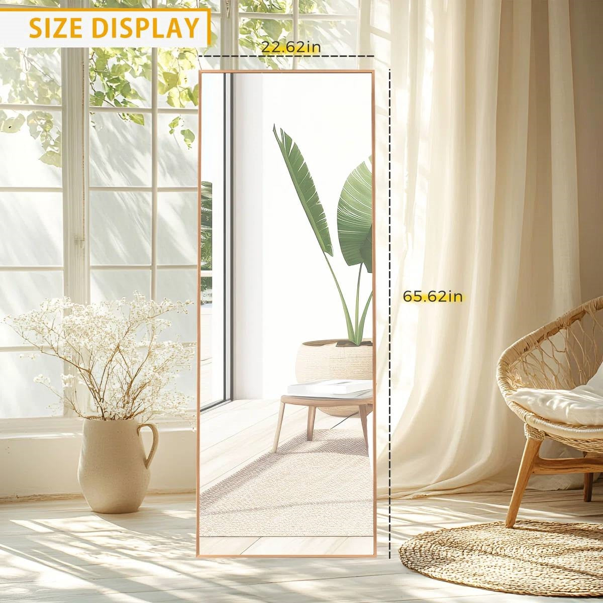 Set of 2 - Gold 65-inch Full Length Freestanding Floor Mirror with Stand-4
