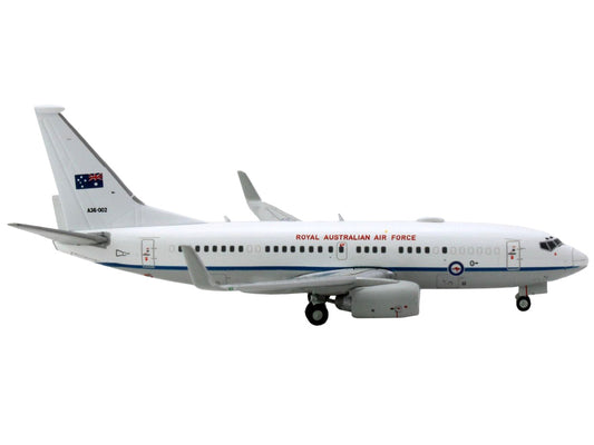 Boeing 737-700 Aircraft "Royal Australian Air Force" (A36-002) White with Blue Stripes "Gemini Macs" Series 1/400 Diecast Model Airplane by GeminiJets-1