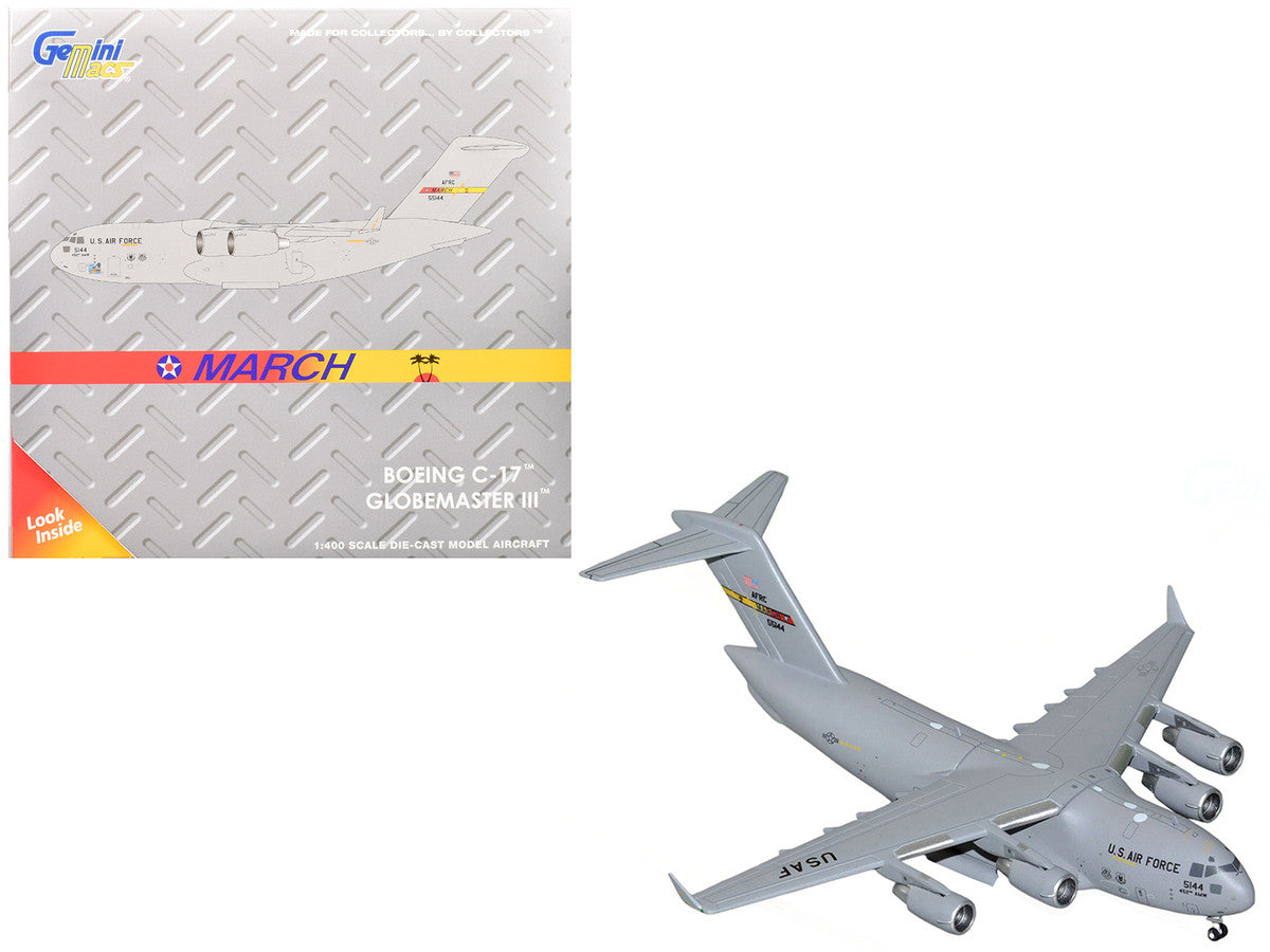 McDonnell Douglas C-17 Globemaster III Transport Aircraft "452nd AMW March ARB" United States Air Force "Gemini Macs" Series 1/400 Diecast Model Airplane by GeminiJets GeminiJets