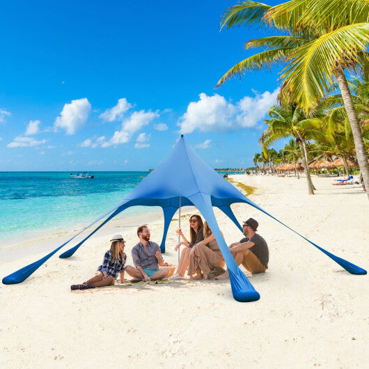 20 x 20 Feet Beach Canopy Tent with UPF50+ Sun Protection and Shovel-Blue W2B