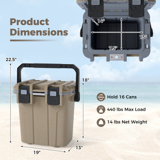 Ultra-Light Injection Molded Cooler 21 QT Hard Ice Chest-White W2B