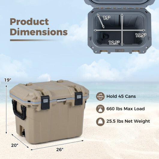 Ultra-Light Injection Molded Cooler 53 QT Hard Ice Chest-White W2B