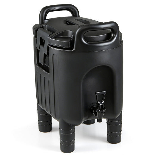 2.6 Gal Insulated Beverage Dispenser with Handles and Two-Stage Faucet-Black W2B